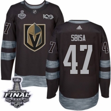 Men's Adidas Vegas Golden Knights #47 Luca Sbisa Authentic Black 1917-2017 100th Anniversary 2018 Stanley Cup Final NHL Jersey