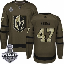 Men's Adidas Vegas Golden Knights #47 Luca Sbisa Authentic Green Salute to Service 2018 Stanley Cup Final NHL Jersey