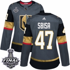 Women's Adidas Vegas Golden Knights #47 Luca Sbisa Authentic Gray Home 2018 Stanley Cup Final NHL Jersey