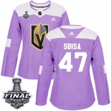 Women's Adidas Vegas Golden Knights #47 Luca Sbisa Authentic Purple Fights Cancer Practice 2018 Stanley Cup Final NHL Jersey