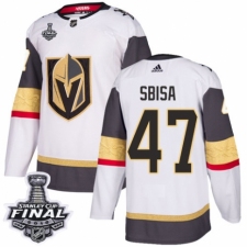 Women's Adidas Vegas Golden Knights #47 Luca Sbisa Authentic White Away 2018 Stanley Cup Final NHL Jersey