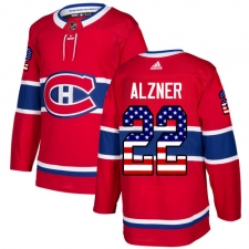Men's Adidas Montreal Canadiens #22 Karl Alzner Authentic Red USA Flag Fashion NHL Jersey