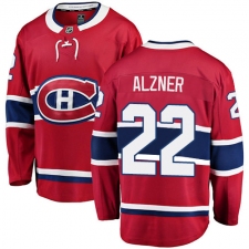 Men's Montreal Canadiens #22 Karl Alzner Authentic Red Home Fanatics Branded Breakaway NHL Jersey