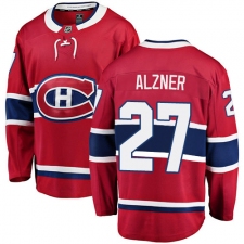 Youth Montreal Canadiens #27 Karl Alzner Authentic Red Home Fanatics Branded Breakaway NHL Jersey