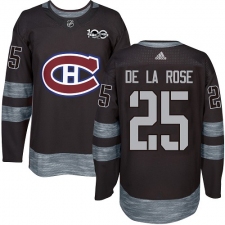 Men's Adidas Montreal Canadiens #25 Jacob de la Rose Authentic Black 1917-2017 100th Anniversary NHL Jersey