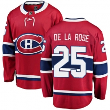 Men's Montreal Canadiens #25 Jacob de la Rose Authentic Red Home Fanatics Branded Breakaway NHL Jersey