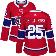 Women's Adidas Montreal Canadiens #25 Jacob de la Rose Premier Red Home NHL Jersey