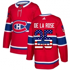 Youth Adidas Montreal Canadiens #25 Jacob de la Rose Authentic Red USA Flag Fashion NHL Jersey