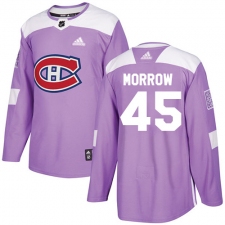 Men's Adidas Montreal Canadiens #45 Joe Morrow Authentic Purple Fights Cancer Practice NHL Jersey