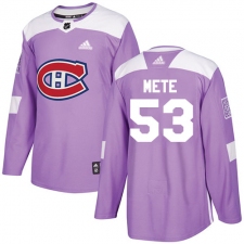 Men's Adidas Montreal Canadiens #53 Victor Mete Authentic Purple Fights Cancer Practice NHL Jersey
