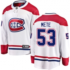 Men's Montreal Canadiens #53 Victor Mete Authentic White Away Fanatics Branded Breakaway NHL Jersey