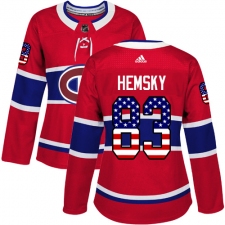 Women's Adidas Montreal Canadiens #83 Ales Hemsky Authentic Red USA Flag Fashion NHL Jersey