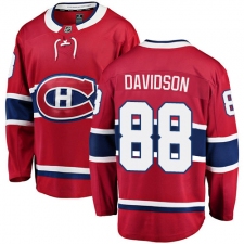 Men's Montreal Canadiens #88 Brandon Davidson Authentic Red Home Fanatics Branded Breakaway NHL Jersey