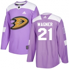 Men's Adidas Anaheim Ducks #21 Chris Wagner Authentic Purple Fights Cancer Practice NHL Jersey