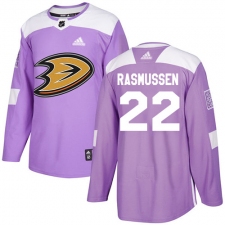 Men's Adidas Anaheim Ducks #22 Dennis Rasmussen Authentic Purple Fights Cancer Practice NHL Jersey