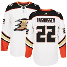 Men's Adidas Anaheim Ducks #22 Dennis Rasmussen Authentic White Away NHL Jersey
