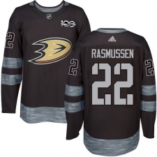 Men's Adidas Anaheim Ducks #22 Dennis Rasmussen Premier Black 1917-2017 100th Anniversary NHL Jersey