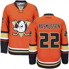 Men's Reebok Anaheim Ducks #22 Dennis Rasmussen Premier Orange Third NHL Jersey