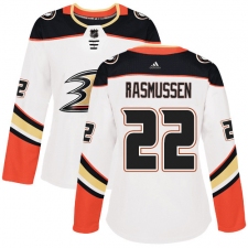 Women's Adidas Anaheim Ducks #22 Dennis Rasmussen Authentic White Away NHL Jersey