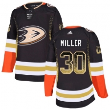 Men's Adidas Anaheim Ducks #30 Ryan Miller Authentic Black Drift Fashion NHL Jersey