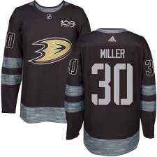 Men's Adidas Anaheim Ducks #30 Ryan Miller Premier Black 1917-2017 100th Anniversary NHL Jersey