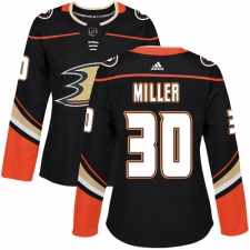 Women's Adidas Anaheim Ducks #30 Ryan Miller Authentic Black Home NHL Jersey