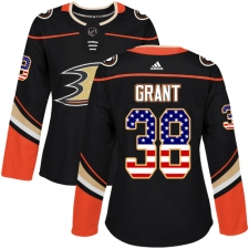 Women's Adidas Anaheim Ducks #38 Derek Grant Authentic Black USA Flag Fashion NHL Jersey