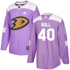 Men's Adidas Anaheim Ducks #40 Jared Boll Authentic Purple Fights Cancer Practice NHL Jersey