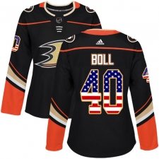 Women's Adidas Anaheim Ducks #40 Jared Boll Authentic Black USA Flag Fashion NHL Jersey