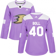 Women's Adidas Anaheim Ducks #40 Jared Boll Authentic Purple Fights Cancer Practice NHL Jersey