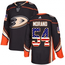 Men's Adidas Anaheim Ducks #54 Antoine Morand Authentic Black USA Flag Fashion NHL Jersey