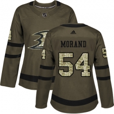 Women's Adidas Anaheim Ducks #54 Antoine Morand Authentic Green Salute to Service NHL Jersey