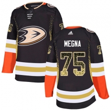 Men's Adidas Anaheim Ducks #75 Jaycob Megna Authentic Black Drift Fashion NHL Jersey