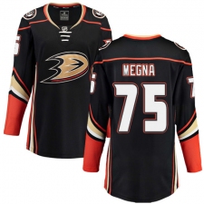 Women's Anaheim Ducks #75 Jaycob Megna Fanatics Branded Black Home Breakaway NHL Jersey