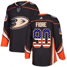 Men's Adidas Anaheim Ducks #90 Giovanni Fiore Authentic Black USA Flag Fashion NHL Jersey
