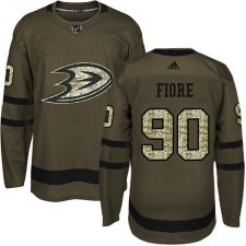 Youth Adidas Anaheim Ducks #90 Giovanni Fiore Authentic Green Salute to Service NHL Jersey