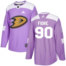 Youth Adidas Anaheim Ducks #90 Giovanni Fiore Authentic Purple Fights Cancer Practice NHL Jersey
