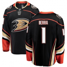 Men's Anaheim Ducks #1 Reto Berra Fanatics Branded Black Home Breakaway NHL Jersey