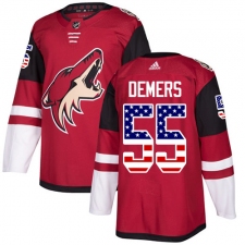 Men's Adidas Arizona Coyotes #55 Jason Demers Authentic Red USA Flag Fashion NHL Jersey
