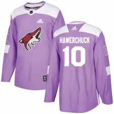 Men's Adidas Arizona Coyotes #10 Dale Hawerchuck Authentic Purple Fights Cancer Practice NHL Jersey