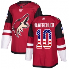 Men's Adidas Arizona Coyotes #10 Dale Hawerchuck Authentic Red USA Flag Fashion NHL Jersey