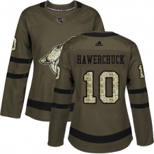 Women's Adidas Arizona Coyotes #10 Dale Hawerchuck Authentic Green Salute to Service NHL Jersey
