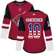 Women's Adidas Arizona Coyotes #10 Dale Hawerchuck Authentic Red USA Flag Fashion NHL Jersey