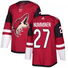 Men's Adidas Arizona Coyotes #27 Teppo Numminen Authentic Burgundy Red Home NHL Jersey