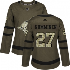 Women's Adidas Arizona Coyotes #27 Teppo Numminen Authentic Green Salute to Service NHL Jersey