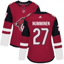 Women's Adidas Arizona Coyotes #27 Teppo Numminen Premier Burgundy Red Home NHL Jersey