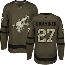 Youth Adidas Arizona Coyotes #27 Teppo Numminen Authentic Green Salute to Service NHL Jersey