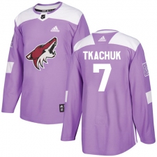 Men's Adidas Arizona Coyotes #7 Keith Tkachuk Authentic Purple Fights Cancer Practice NHL Jersey