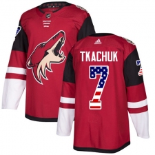 Men's Adidas Arizona Coyotes #7 Keith Tkachuk Authentic Red USA Flag Fashion NHL Jersey