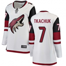 Women's Arizona Coyotes #7 Keith Tkachuk Authentic White Away Fanatics Branded Breakaway NHL Jersey